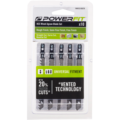 Powerfit 10 Piece HCS Wood Jigsaw Blade Set