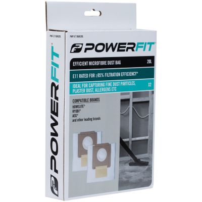 Powerfit Efficient Microfibre Dust Bag 20L 2pack Powerfit